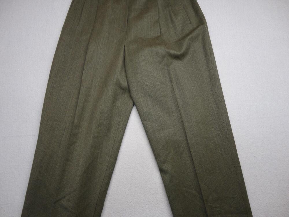 Lauren Ralph Lauren Pants Womens 8 Green Wool Twill Pleated Cuffed Lined Dress - Picture 3 of 8